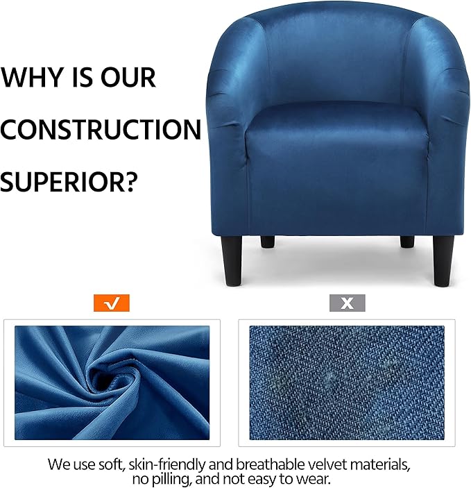 Yaheetech Club Chair, Velvet Accent Chair Upholstered Barrel Chair Sitting Chair - Image 6