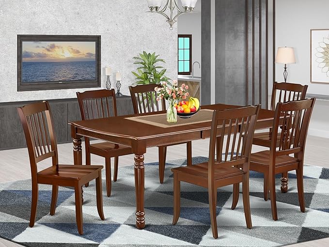 East West Furniture DODA7-MAH-W 7 Piece Kitchen Table & Chairs Set Consist of a - Image 2