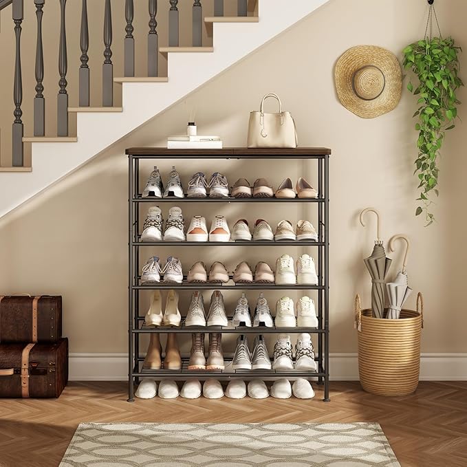 Shoe Rack Organizer 6 Tier for Closet Entryway Free Standing Metal Storage Shoe - Image 4