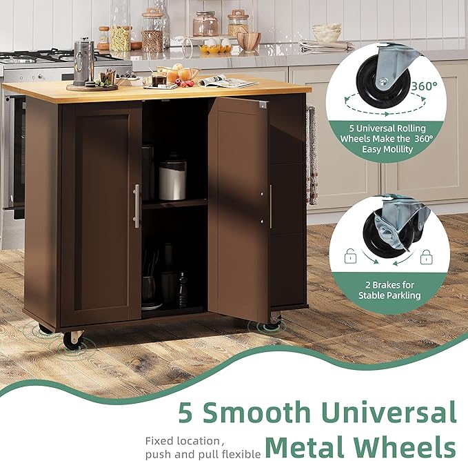 Shintenchi Rolling Kitchen Island Cart - Image 4