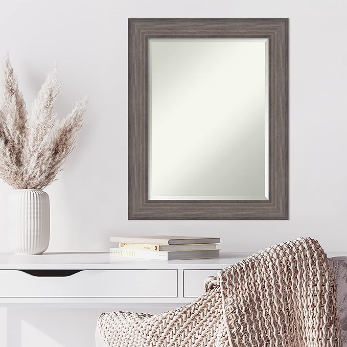 Amanti Art Grey Wall Mirror 29x23 Country Barnwood Rectangle Bathroom Mirror - Image 6