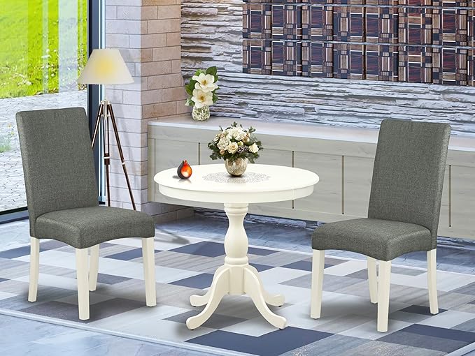 East West Furniture AMDR3-LWH-07 3 Piece Dining Table Set - Image 2