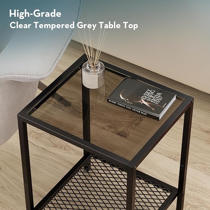 SAYGOER Small Side Table Glass End Table - Image 3