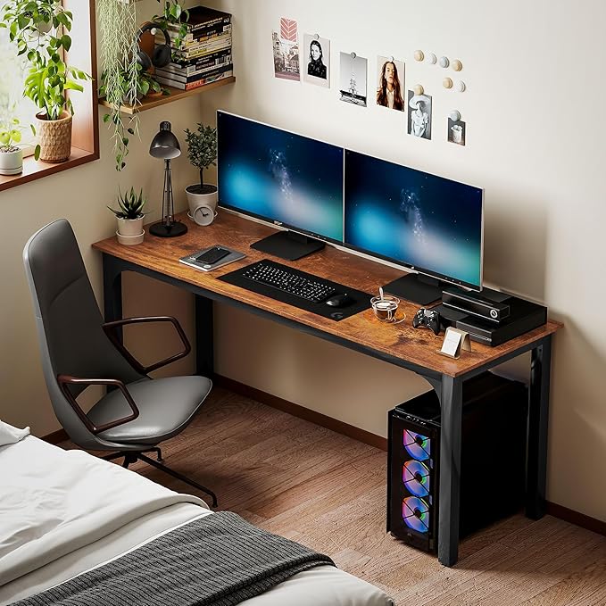HOMCOM Modern Simple Large Computer Desk, Rustic Brown - Image 7