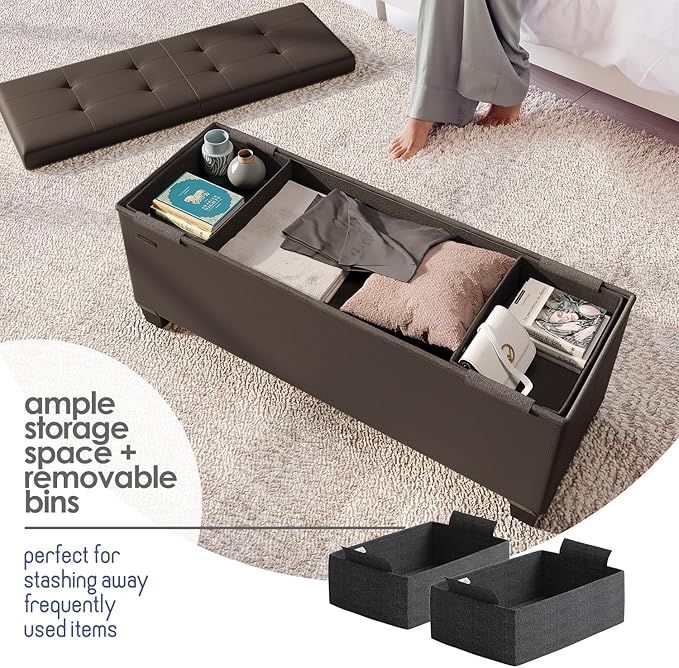 STORAGEBUD Storage Ottoman Bench - Image 3