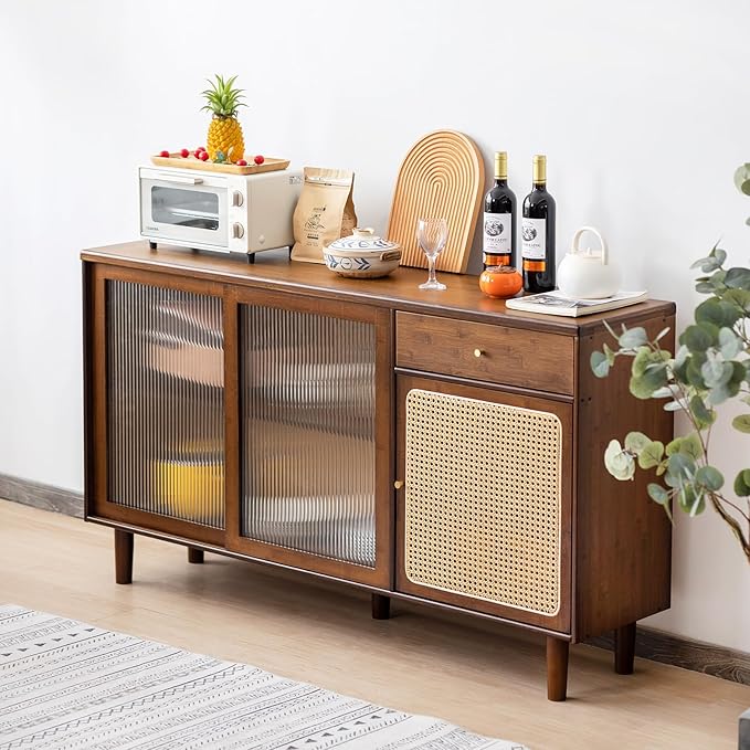 Tiita Bamboo Sideboard Buffet Cabinet, Rattan Kitchen Storage Cabinet - Image 7