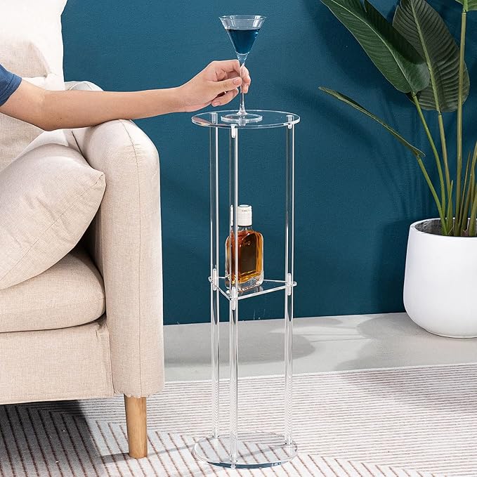 HMYHUM Acrylic Drink Table for Small Spaces, Martini Table for Living Room - Image 6