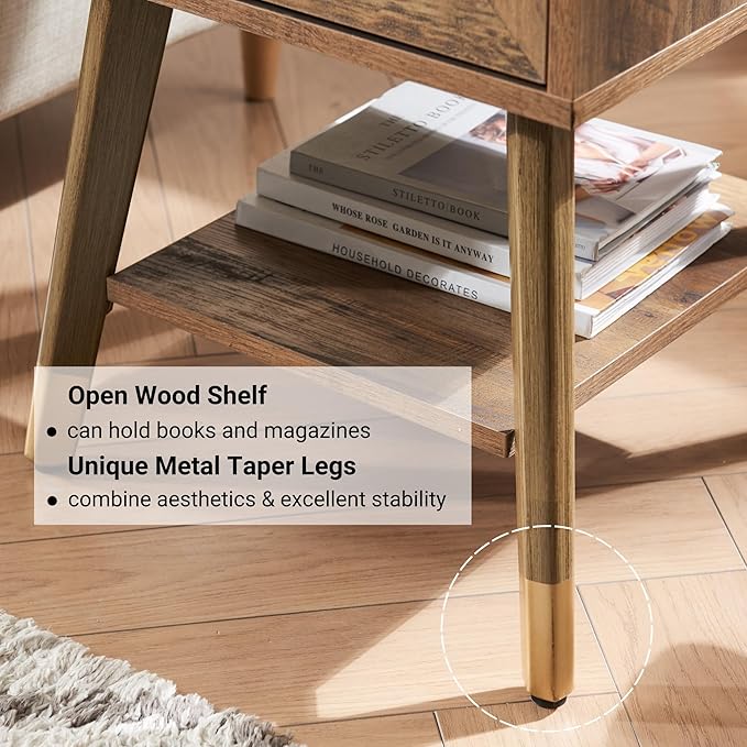 Boho Style Living Room Side Table, Wood End Table - Image 5