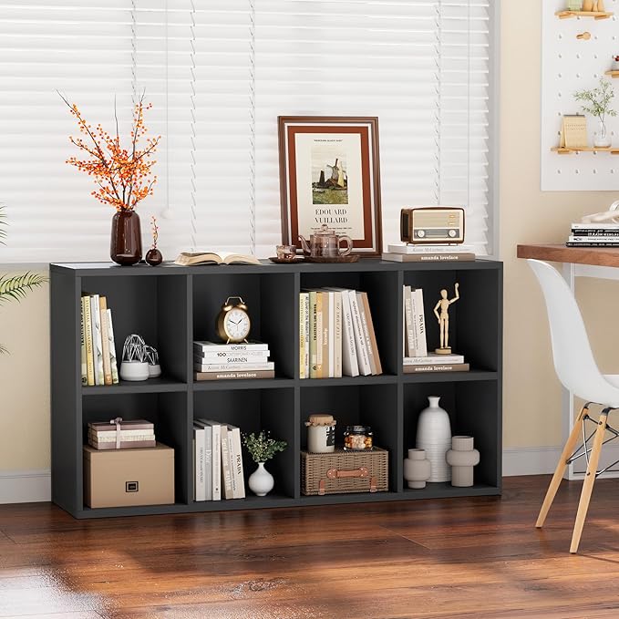 YESHOMY 8 Black Cube Bookcase, Open Frame 2-Tier Book Shelf, Bookshelf Storage - Image 4
