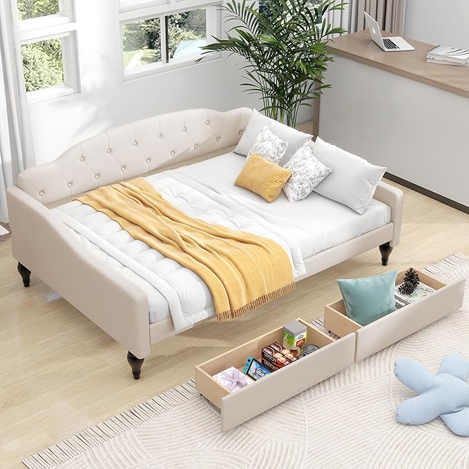 Full Size Upholstered Tufted Daybed - Image 4