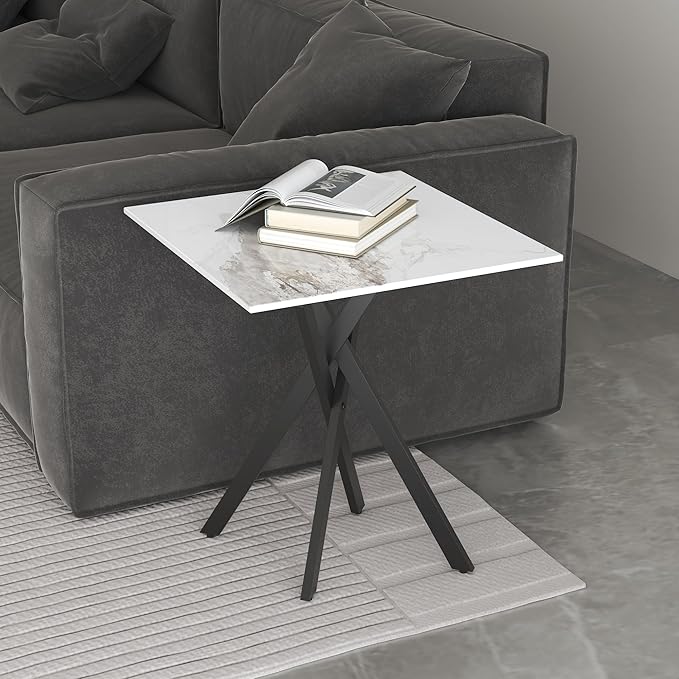White Marble Side Coffee Table Set of 2 - Image 5