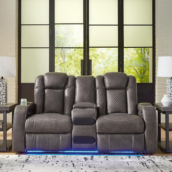 Signature Design by Ashley Fyne-Dyme Contemporary Power Reclining Loveseat - Image 2