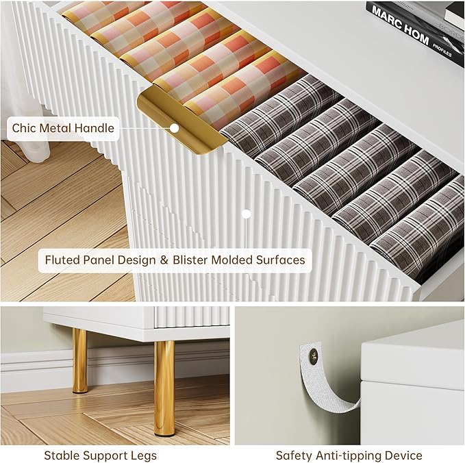 White Dresser, Modern 3 Drawer Dresser - Image 8
