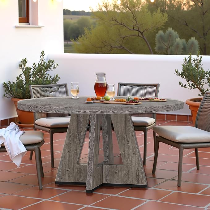 Round Dining Table for 4, 47 Inch Dinner Table Farmhouse Wooden Circle Kitchen - Image 7
