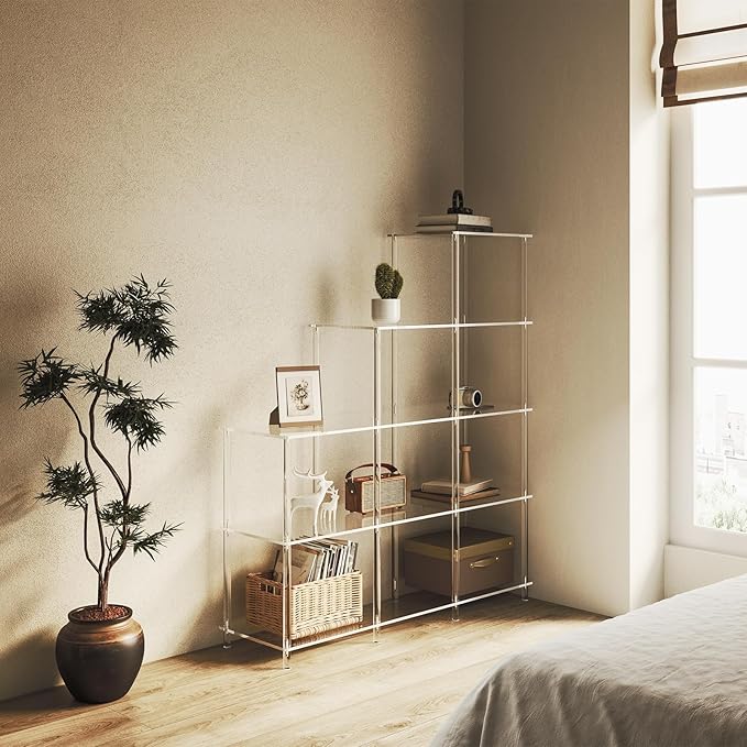 5-Tier Acrylic Bookshelf, 9 Cube Bookcase, Living Room, Easy Assembly, 11.8" D - Image 6