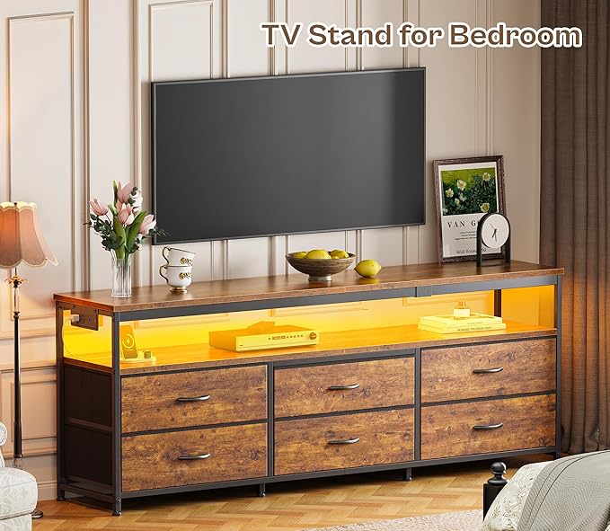 Huuger 63 Inch TV Stand for 55, 70 Inch TV, Long Dresser TV Stand for Bedroom - Image 3