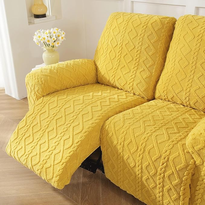 vctops 8 Pieces Geometric Jacquard Plush Recliner Sofa Covers Soft Fuzzy Fluffy - Image 7