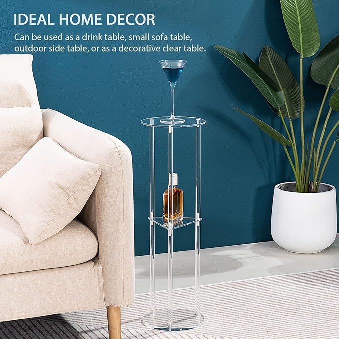 HMYHUM Acrylic Drink Table for Small Spaces, Martini Table for Living Room - Image 4