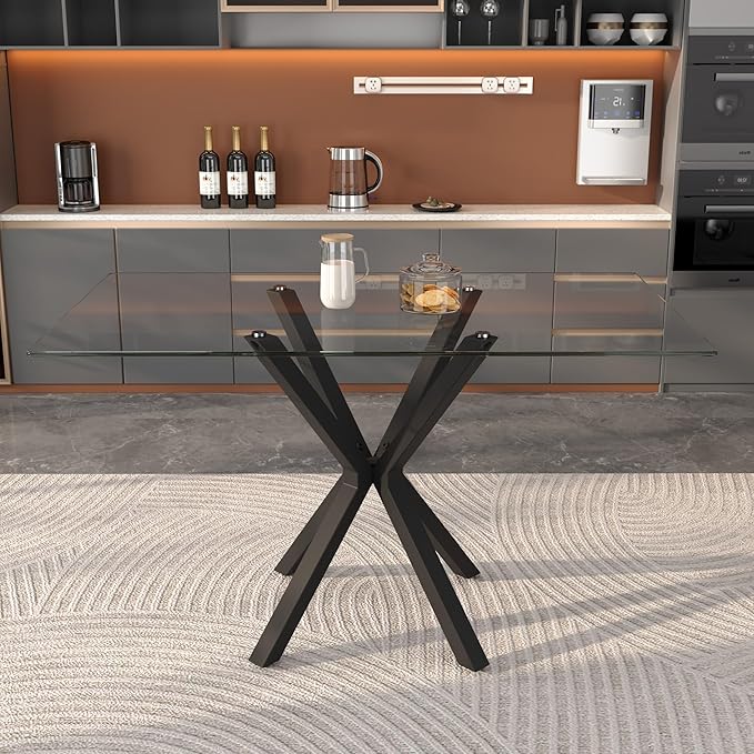 Tempered Glass Dining Table for 4, 48 Inch Rectangular Kitchen Table - Image 3