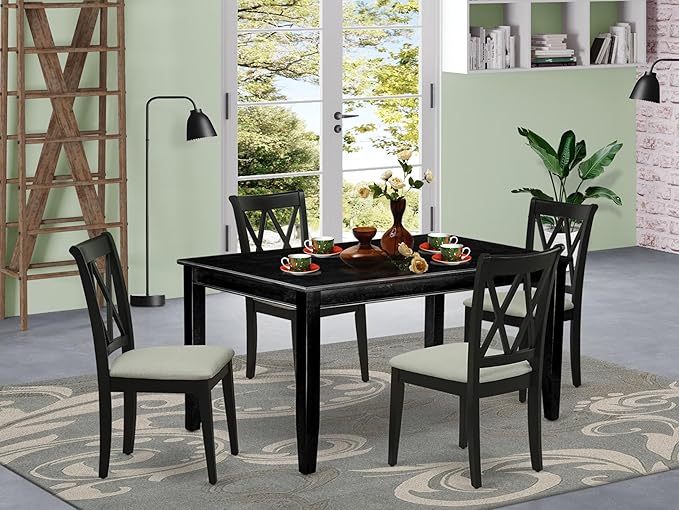 East West Furniture DUCL5-BLK-C 5 Piece Kitchen Table & Chairs Set Includes a - Image 2