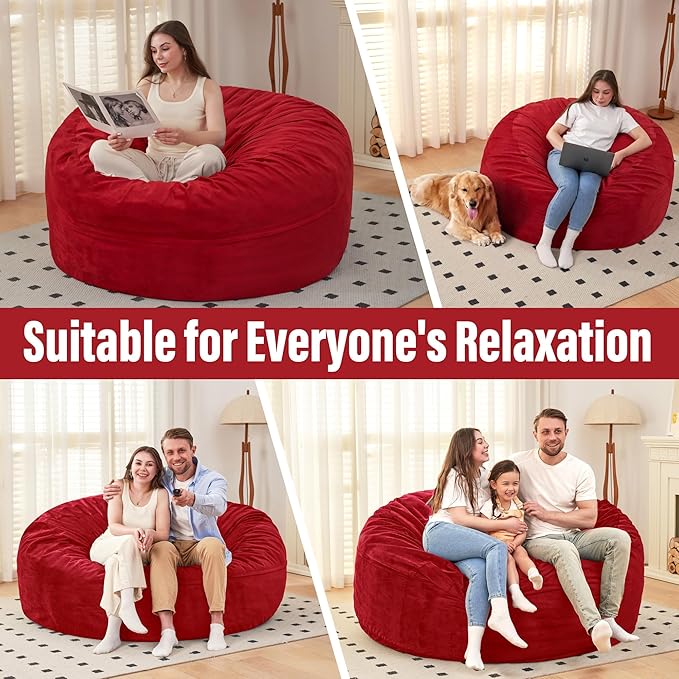 HABUTWAY Bean Bag Chair: Giant 6' Memory Foam Furniture Bean Bag Chair - 6Ft - Image 5
