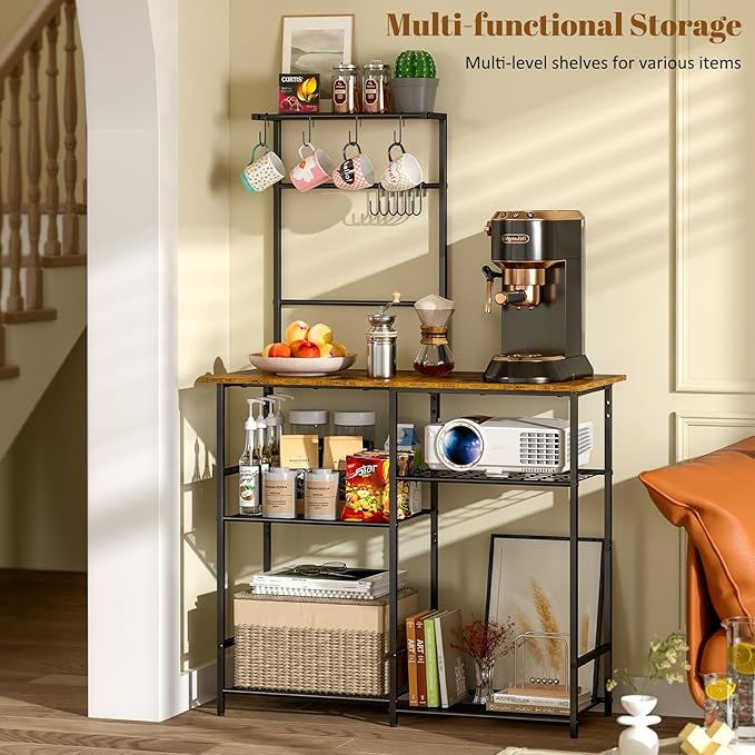 Baker's Rack for Kitchen with Storage, Microwave Stand with Adjustable Shelves - Image 3