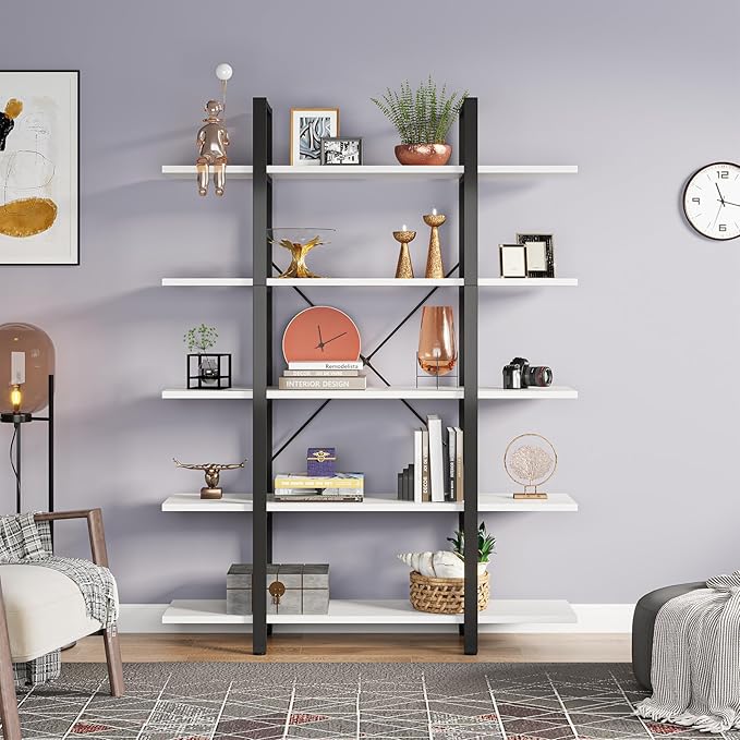 Tribesigns 5-Tier Bookshelf, Vintage Industrial Style Bookcase 72 H x 12 W x - Image 7