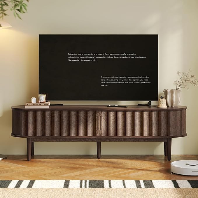 LINSY 70" Fluted TV Stand, Modern Entertainment Center - Image 6