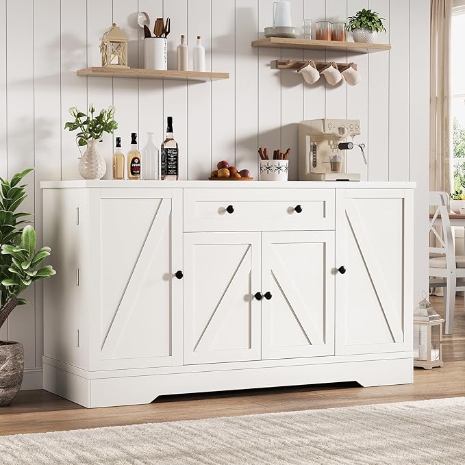 55" Buffet Cabinet with Storage, Kitchen Buffet Sideboard with Pull-Out Shelves - Image 3