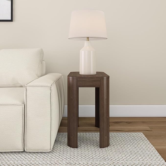 Plank+Beam Modern Rounded Rectangular Side Table, Solid Wood End Table - Image 3