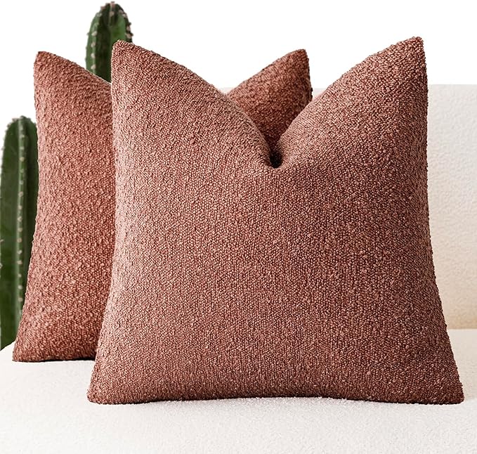 Foindtower Pack of 2 Textured Boucle Throw Pillow Covers Accent Solid by Foindtower