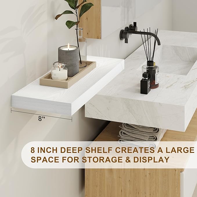 Fun Memories White Floating Shelves 36 Inch Long, 8 Inch Deep Floating Shelf - Image 4