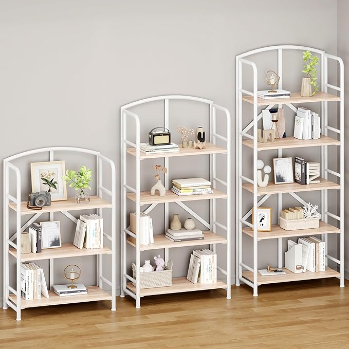 No-Assembly Folding Bookshelf Storage Shelves 4 Tiers Vintage Multifunctional - Image 5