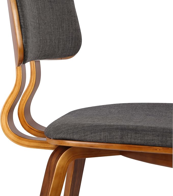 Armen Living Jaguar Mid-Century Dining Chair in Walnut Wood and Charcoal Fabric - Image 6