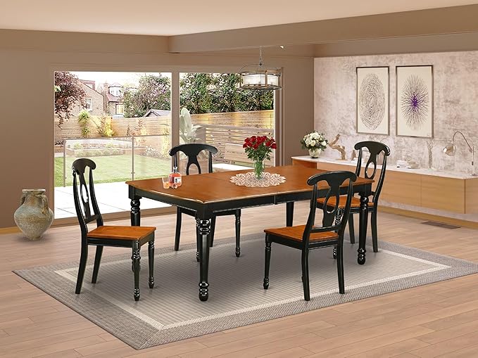 East West Furniture DOKE5-BCH-W 5 Piece Dining Room Furniture Set Includes a - Image 2