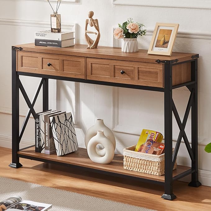 HOMBAZAAR Entryway Table, Rustic Console Table by Hombazaar
