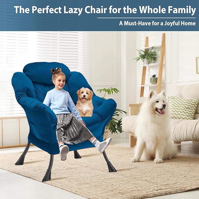 Lazy Chair Thick Padded, Comfy Velvet Accent Lounge Chair - Image 4