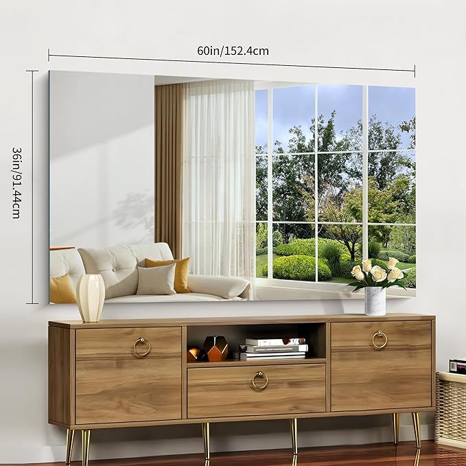 Frameless Mirror, 60x36 Large Bathroom Mirrors - Image 3