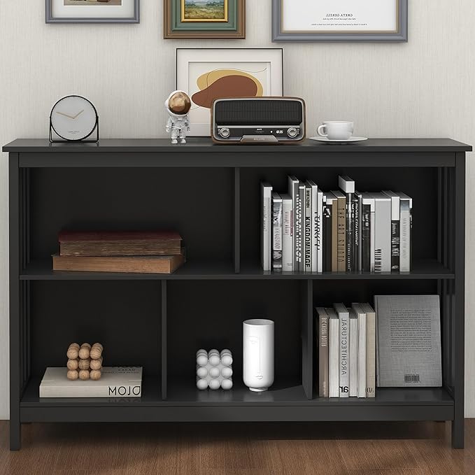 TaoHFE Short Bookshelf with 2-Layer 5 Cube Shelf, Wooden Bookcase Modern - Image 6