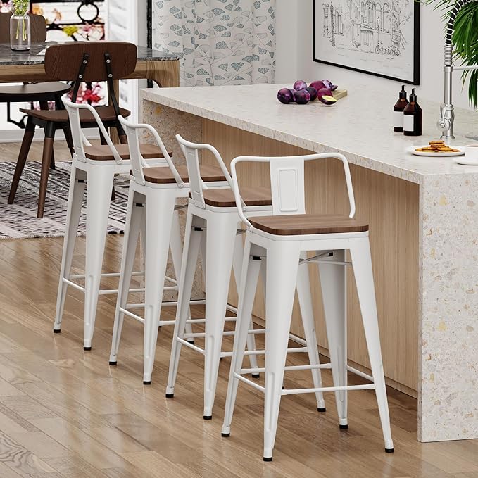 Yongchuang 30 inch Bar Stools Set of 4 Bar Height Metal Barstools - Image 7