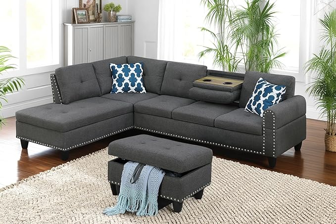 98 Inch L Shaped Sectional Sofa by Unknown