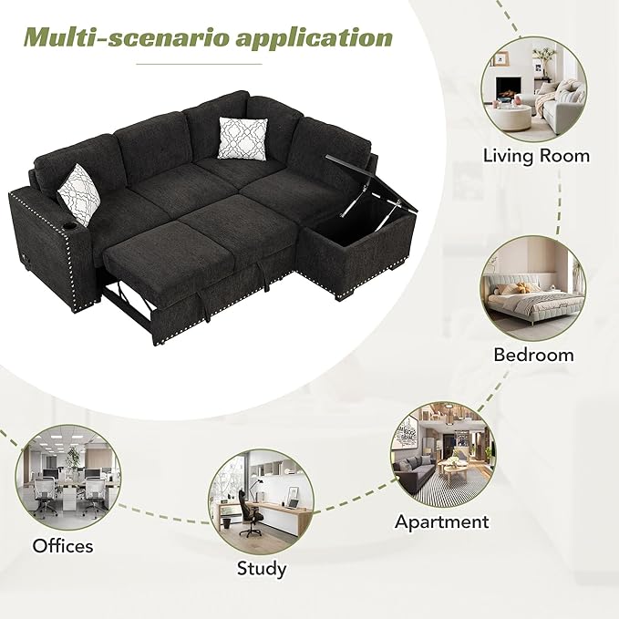 Merax Modern 83.8" Sectional Couch Bed - Image 4