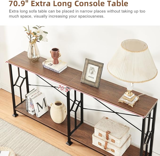 HOMISSUE Long Entryway Console Table, 70.9" Industrial Narrow Sofa Tables - Image 4