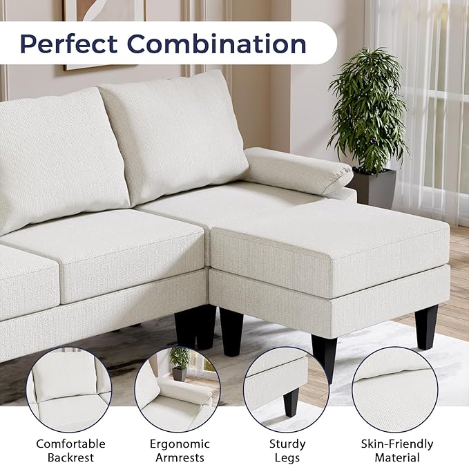 U Shaped Sectional Couch, Convertible Modular Sectional Sofa - Image 4