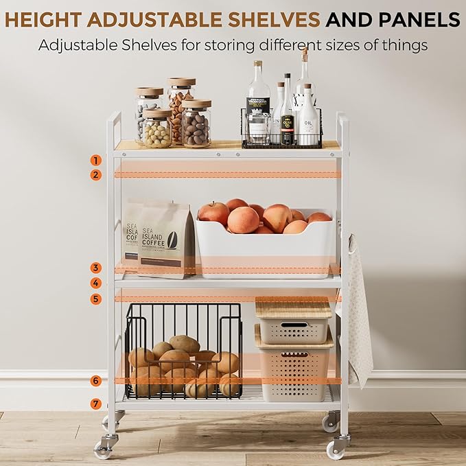 3-Tier Metal Storage Rack with Industrial Wheels, Mesh Shelving Unit with - Image 4