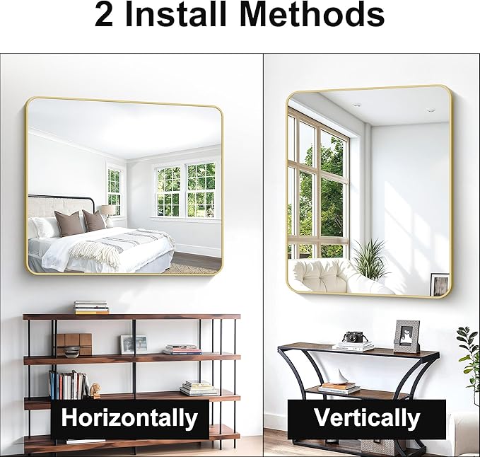 BONEWEI Gold Bathroom Mirror, 40x48 inch Wall Mirror - Image 5