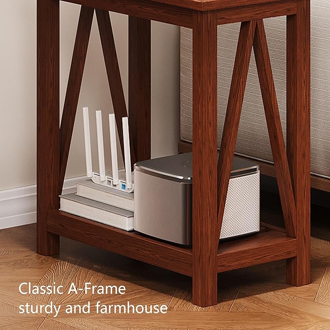 ChooChoo Farmhouse End Table Set of 2, Rustic Vintage Narrow End Side Table - Image 6