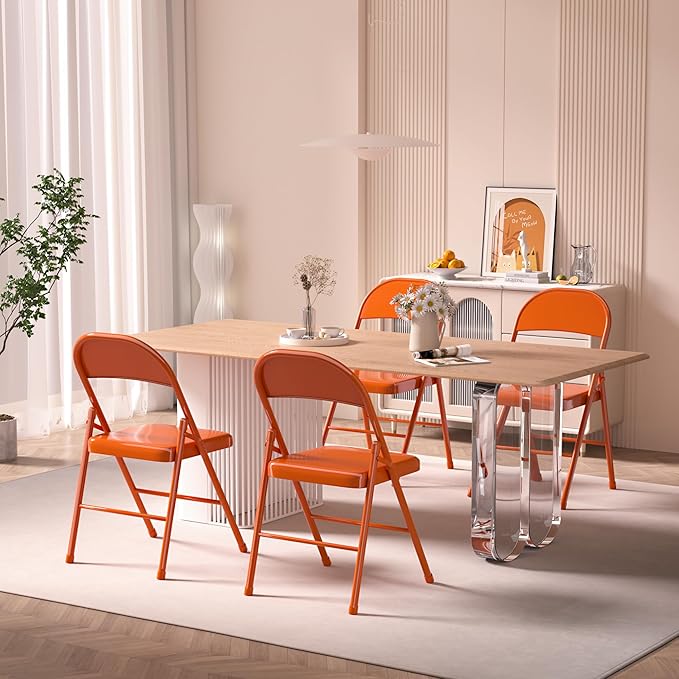 VECELO Metal Frame Steel Folding Mounted Chairs - Image 2