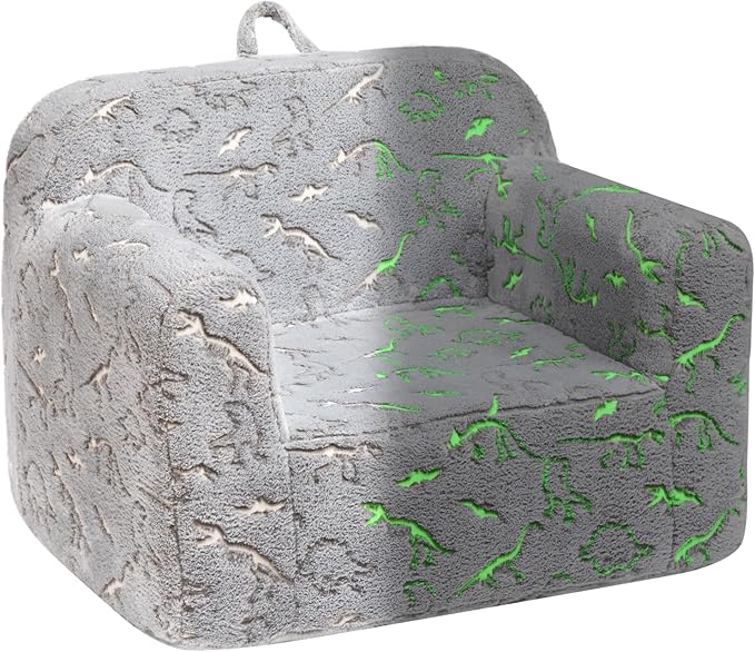 ALIMORDEN Kids Ultra-Soft Snuggle Foam Filled Chair, Glow-in-The-Dark Dinosaurs by ALIMORDEN