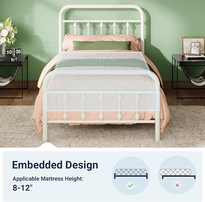 Allewie 14 Inches Twin Size Metal Platform Bed Frame - Image 7